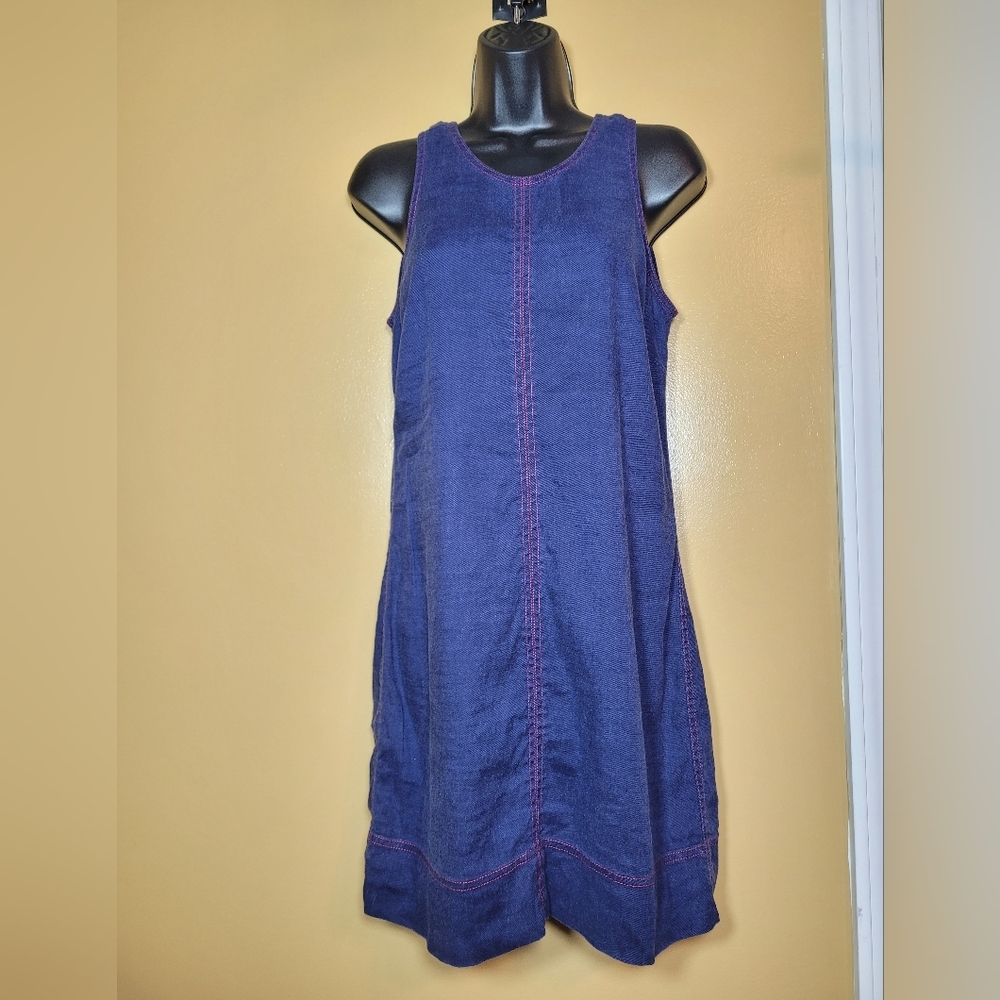 Sold! Tommy Bahama Palm-A-Dora Sheath Linen Blend Blue Mini Dress sz S - Picture 1 of 11